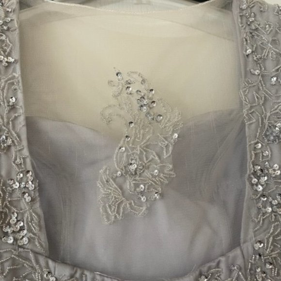 3 silver grey bridesmaid dresses small/medium tulle over satin skirt - Picture 2 of 6